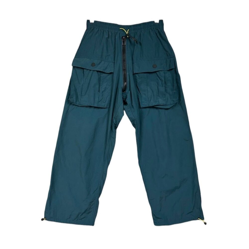 Brain Dead Nylon Flight Pant Elongated Front Zip Sz S Blue Green